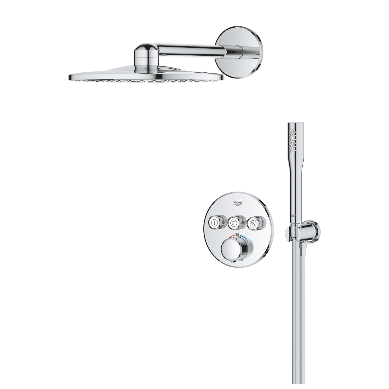 GROHE Badebatterie (Unterputz) Smart Control – 35,6×44,3×15,8 cm, Metall/Chrom, Thermostat
