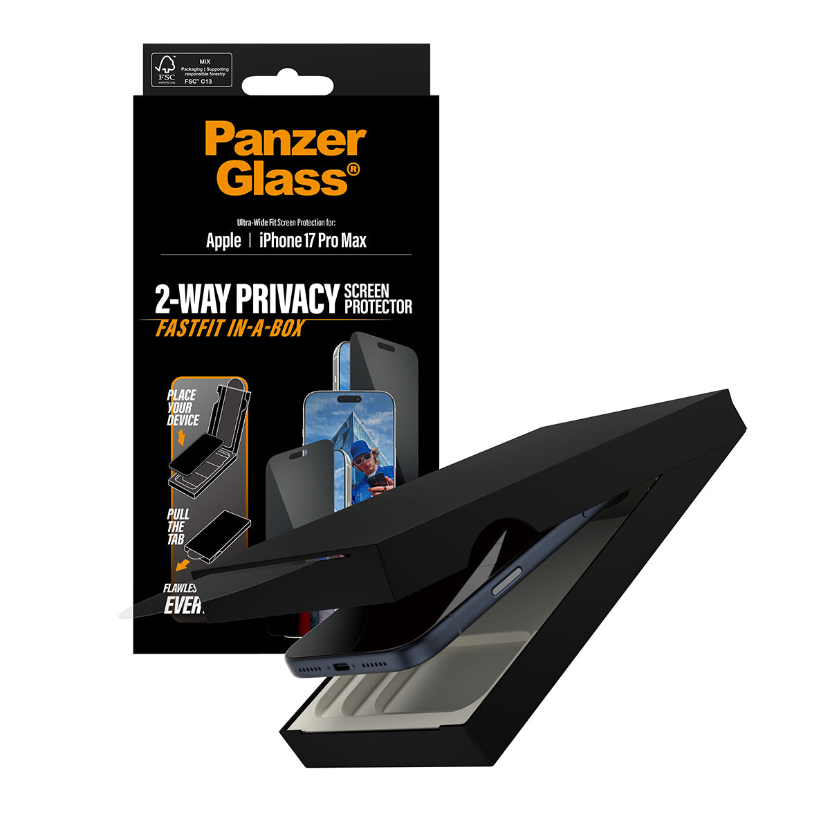 PanzerGlass Displayschutzfolie Privacy – für Apple iPhone 17 Pro Max – kratzfest