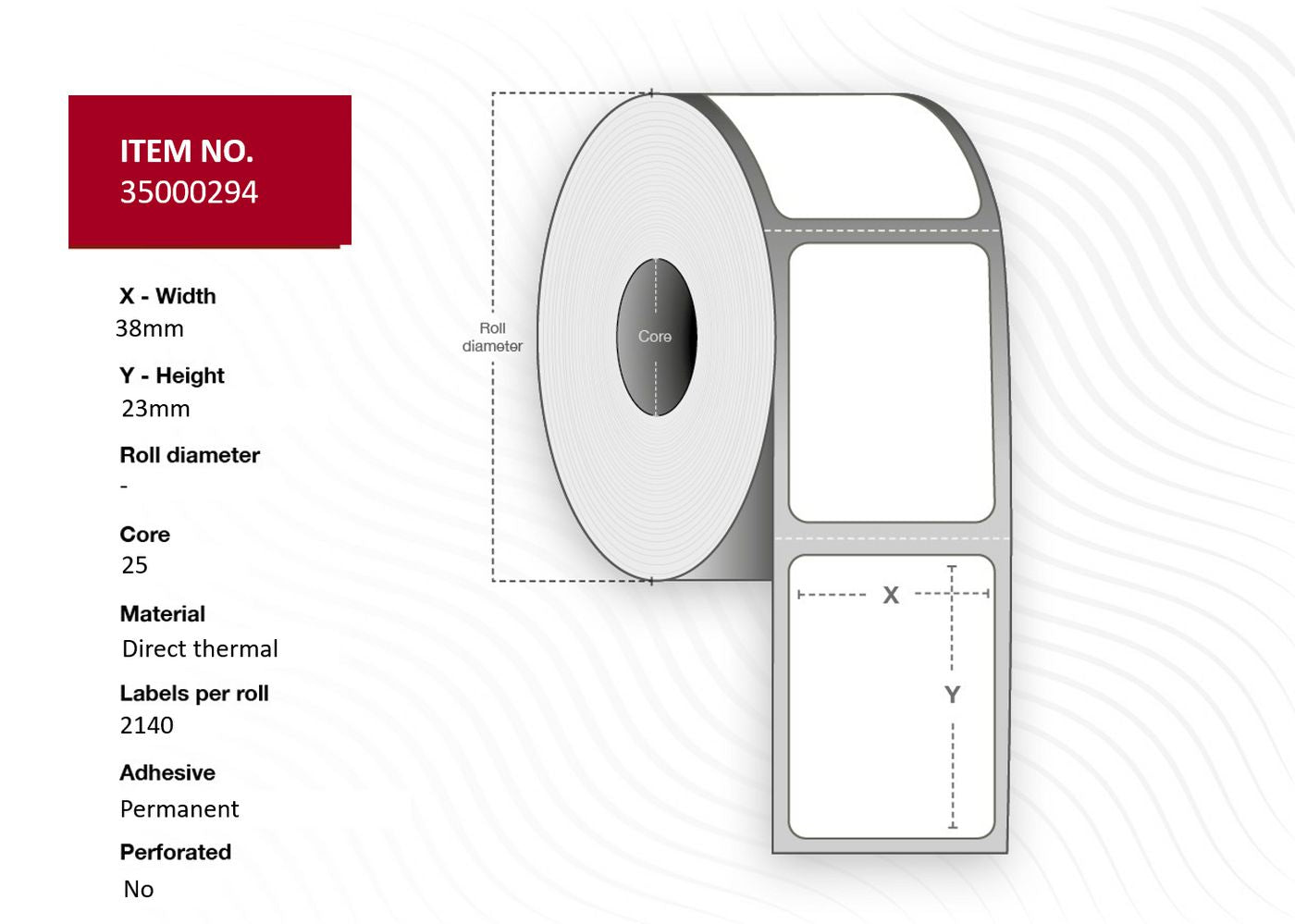 Capture Rollenetiketten, 38 mm × 23 mm, weiss, Thermopapier, permanent, 4 Rollen