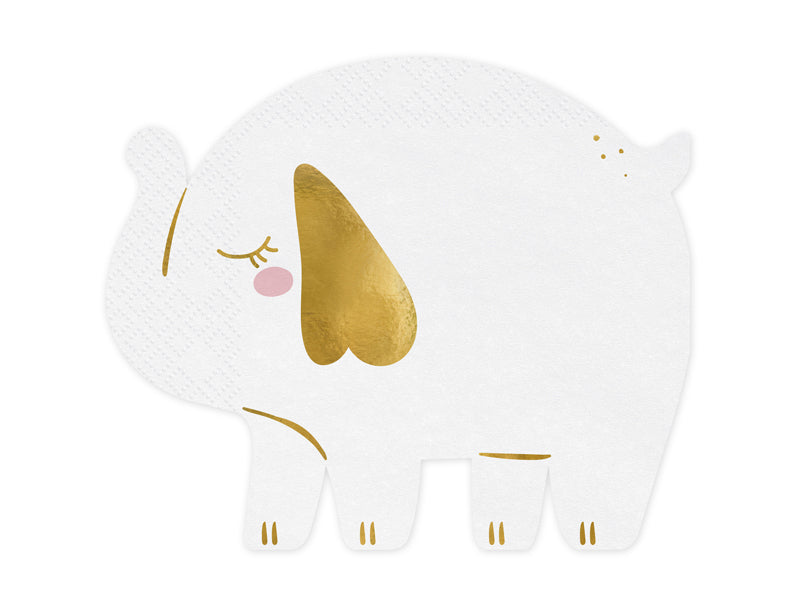 PartyDeco Servietten Elefant – mehrfarbig – 16 × 13,5 cm, 3-lagig – 12 Stück
