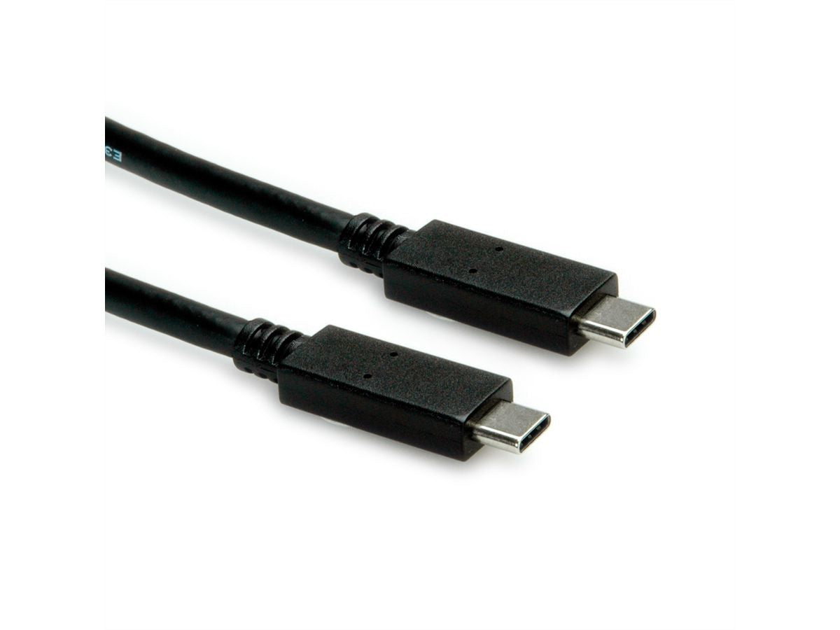 ROLINE USB-C auf USB-C Kabel – USB 3.2 Gen 2 (10 Gbit/s) – 1 m – PD 100 W – Schwarz