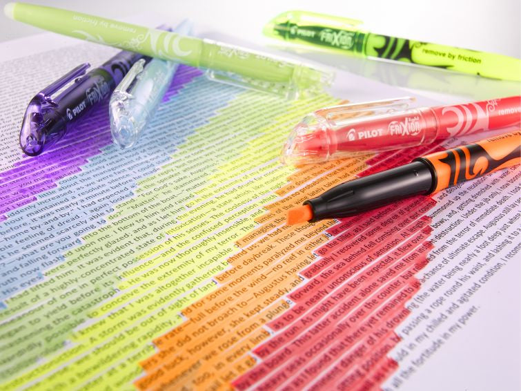 Pilot FriXion Light Textmarker – 4er Set, Farben: Grün/Pink/Gelb, Keilspitze 3,3 mm, radierbar