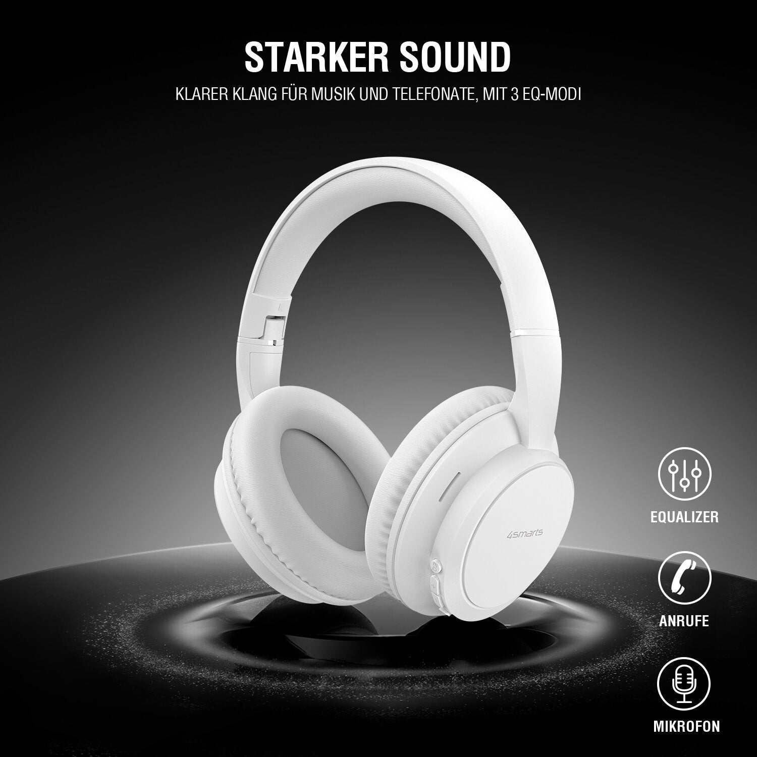 4smarts SkyBuds Wave Over-Ear Kopfhörer – Kabel + BT, 3,5 mm Klinke, USB-C, Weiss, BT 5.4