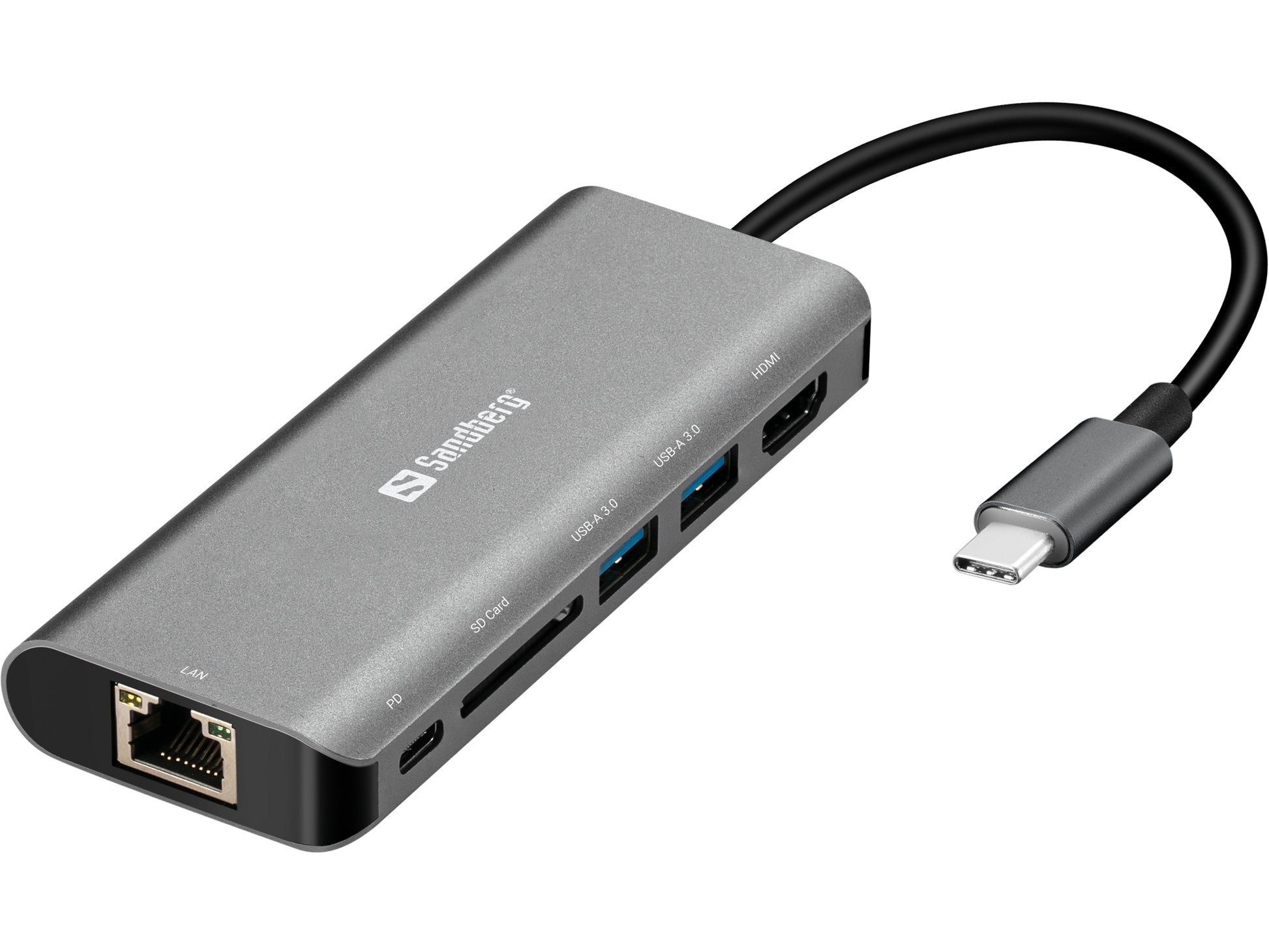 Sandberg Dockingstation – USB-C, HDMI, 2× USB-A, 1× USB-C, SD/microSD, für Windows/Mac