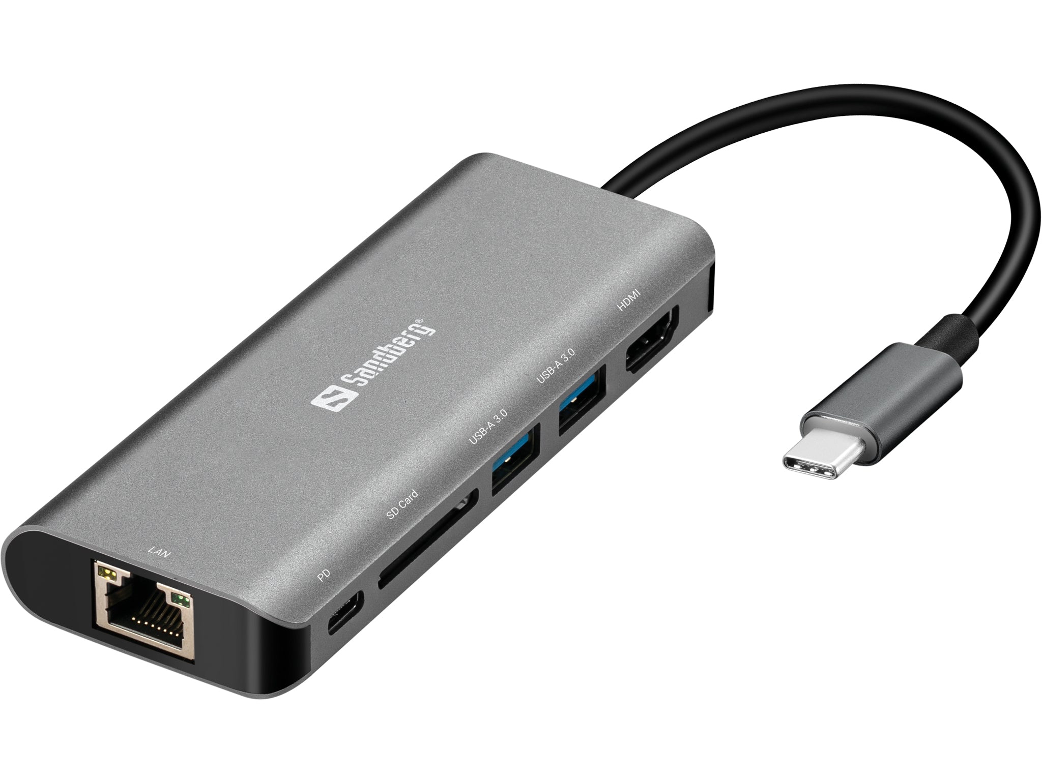 Sandberg Dockingstation – USB-C, HDMI, 2× USB-A, 1× USB-C, SD/microSD, für Windows/Mac
