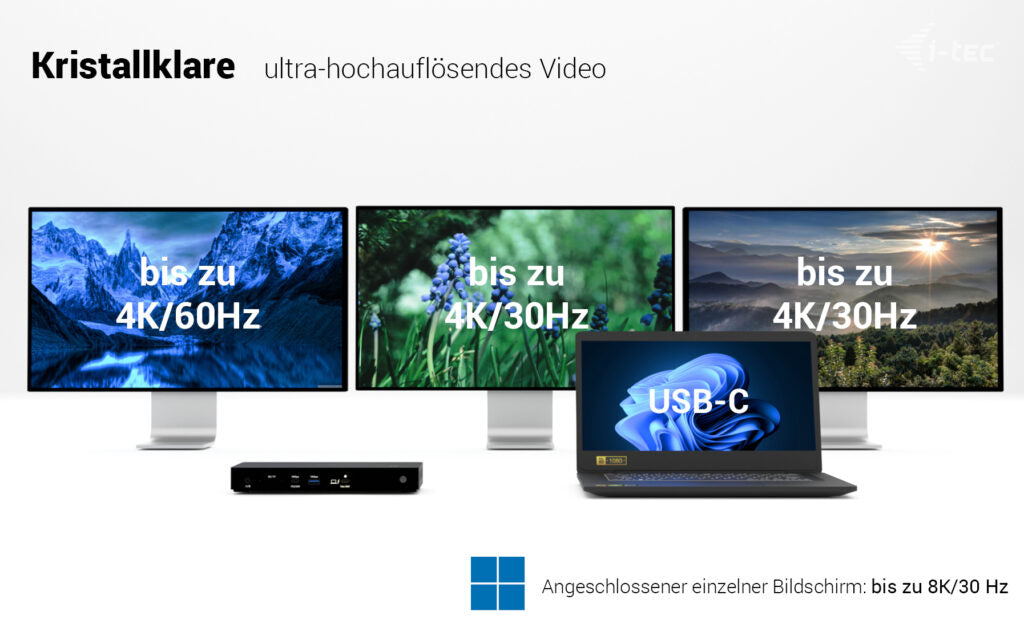 i-tec Dockingstation – Thunderbolt 4, 2× HDMI, 4× USB-A, 1× USB-C, 96 W PD, 2,5GbE, 3,5 mm Audio