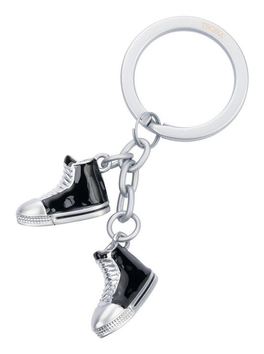 TROIKA Schlüsselanhänger Chucks Schuhe – Metall, Schwarz/Silber, 87 × 35 × 9 mm, 6er-Set