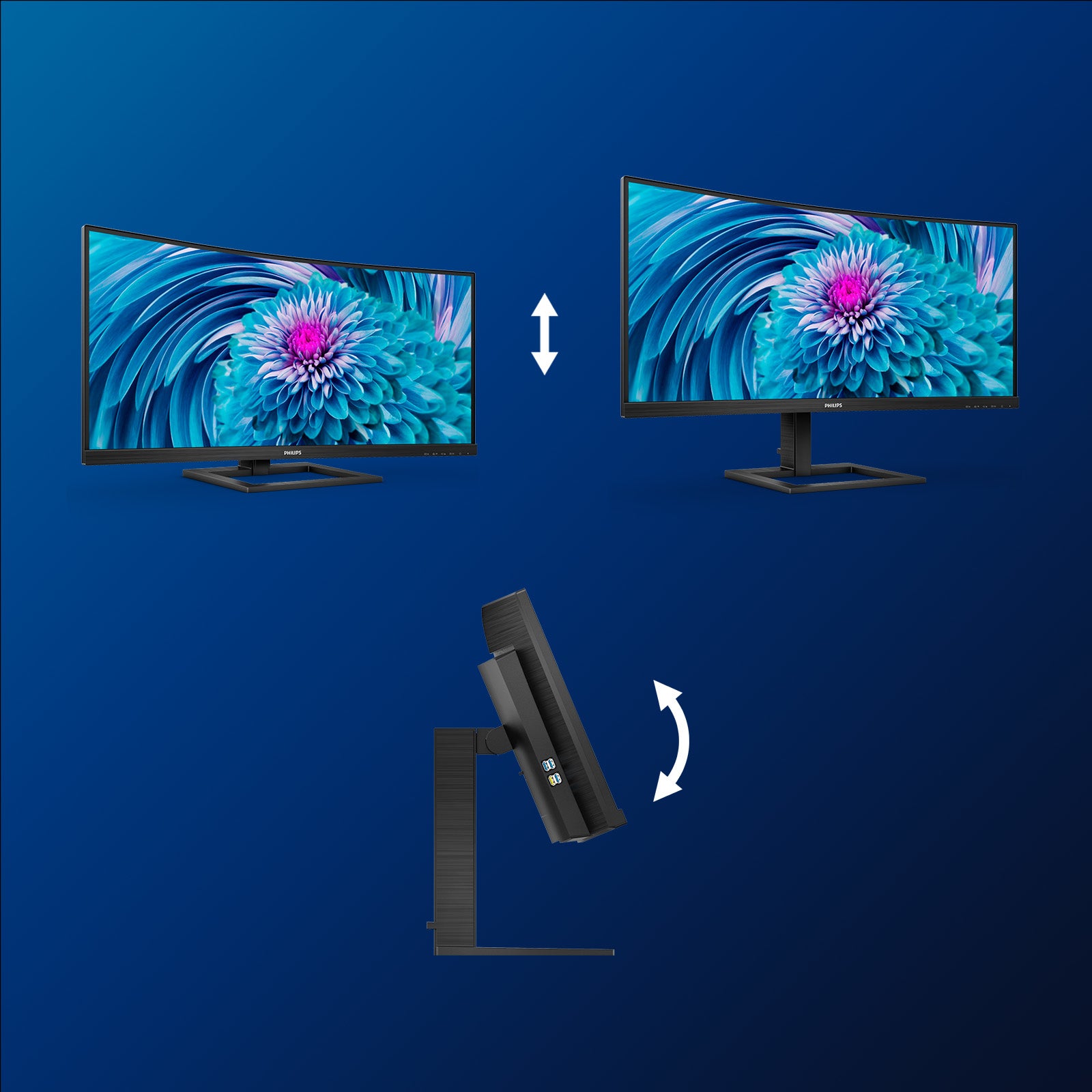 Philips 346E2CUAE/00 – Monitor, 34", VA, 100 Hz, 300 cd/m², Lautsprecher, VESA 100 × 100, Schwarz