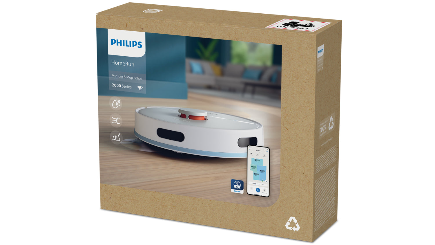 Philips Saugroboter XU2000/15 mit Wischfunktion – 6000 Pa, 120 min, Höhe 97 mm