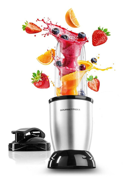 Gourmetmaxx Smoothie-Mixer 11003 – 0,7 l, 500 W, 2-faches Edelstahl-Messer – Schwarz/Silber