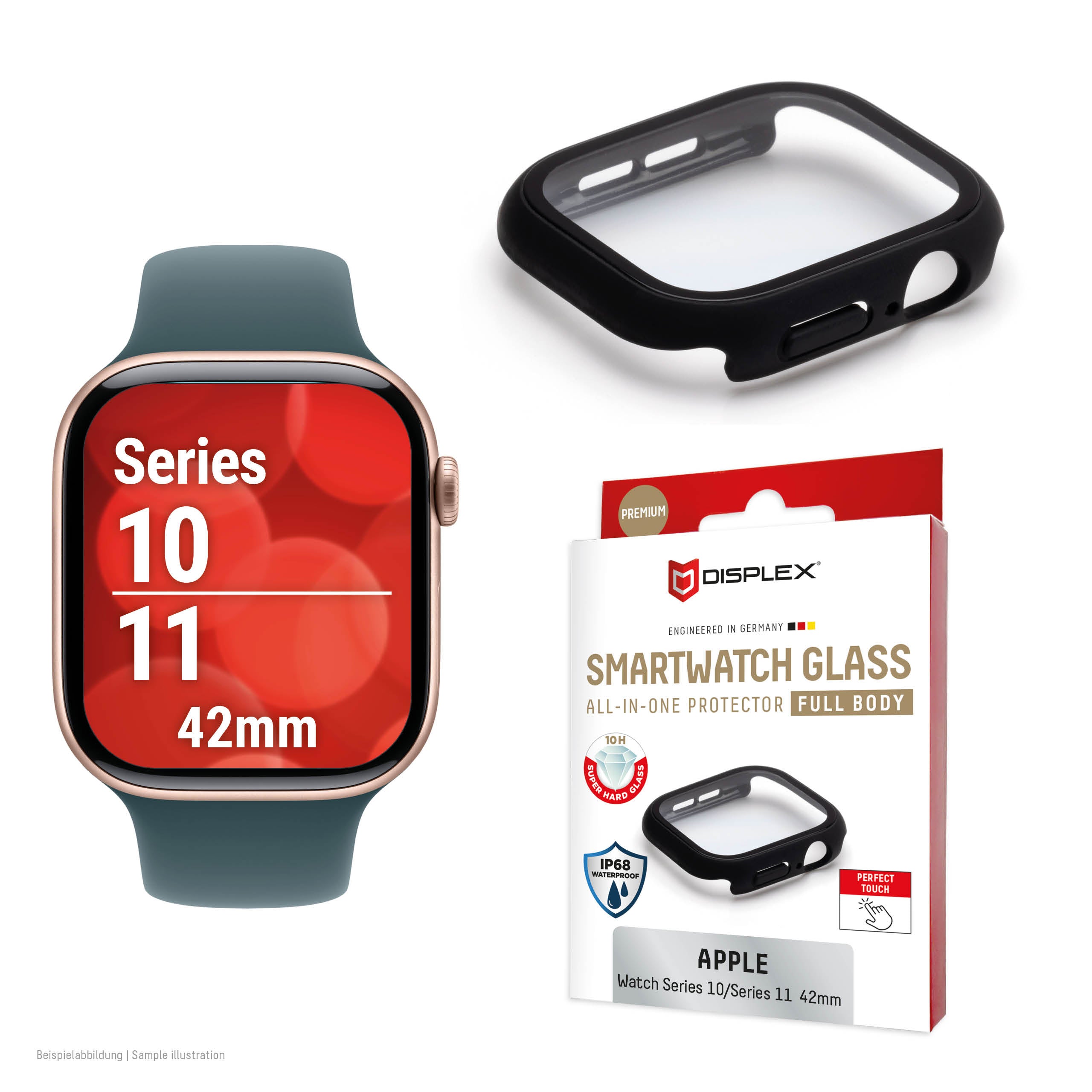 Displex Displayschutz (Panzerglas), Full Body – für Apple Watch Series 11/10 42 mm