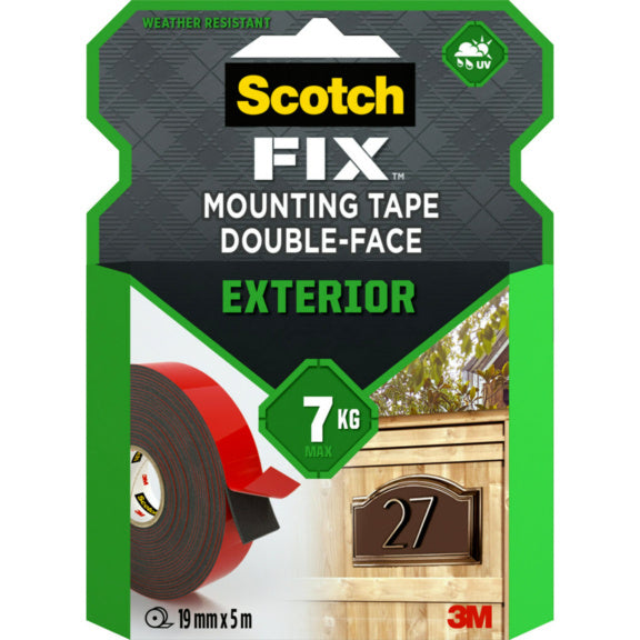 3M Montageband – 19 mm × 5 m, schwarz, für Aussen, UV-beständig