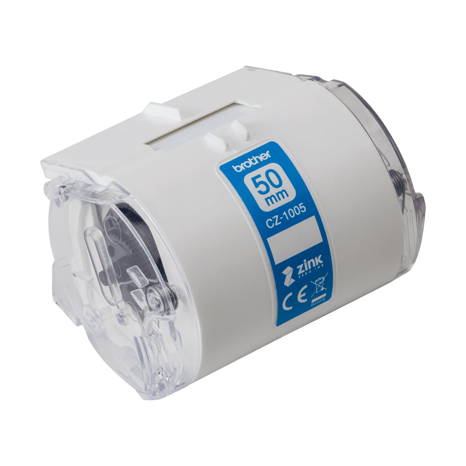 Brother CZ-1005 – Endlos-Etiketten 50 × 5 m – Thermotransfer – für VC-500W – wischfest, wasserfest