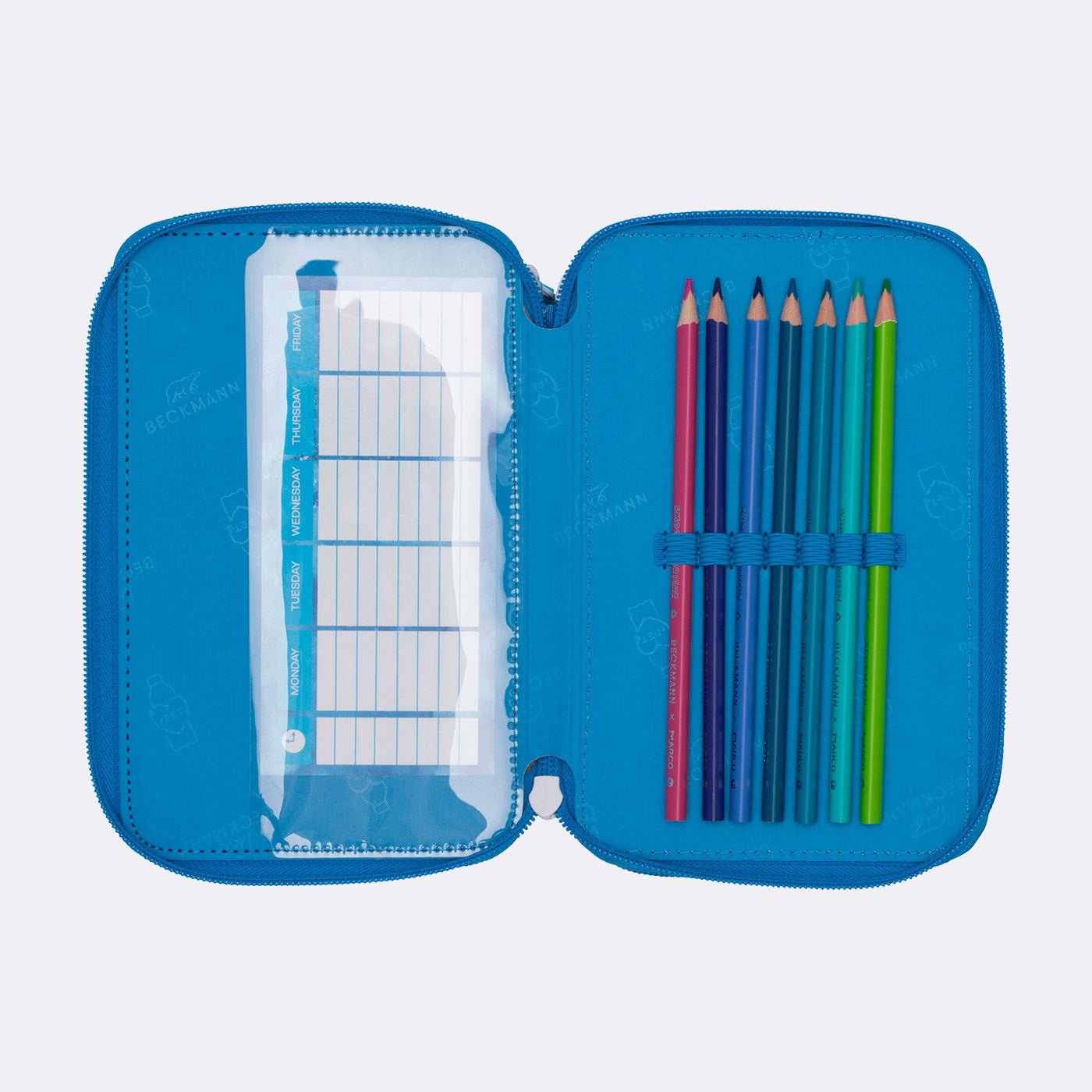 Beckmann Classic 1st Etui Triple, gefüllt – Ocean – Kunststoff – 13,0 × 20,5 × 7,0 cm