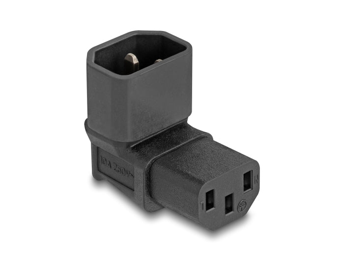 DeLOCK Netzadapter IEC 60320 C14 zu C13 – 10 A, 250 V, 90° abgewinkelt – Schwarz