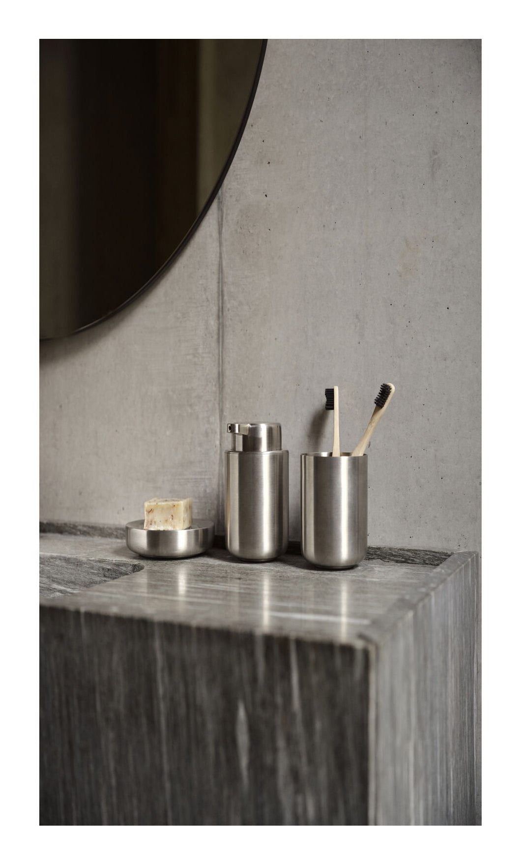 Zone Denmark Seifenschale Ume – Edelstahl, Ø12×3 cm, Silber (rund)