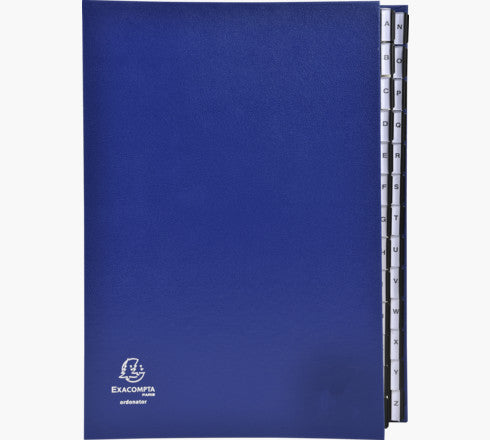 Exacompta Fächermappe Ordonator A4 – 26 Fächer, A–Z, Karton, Blau