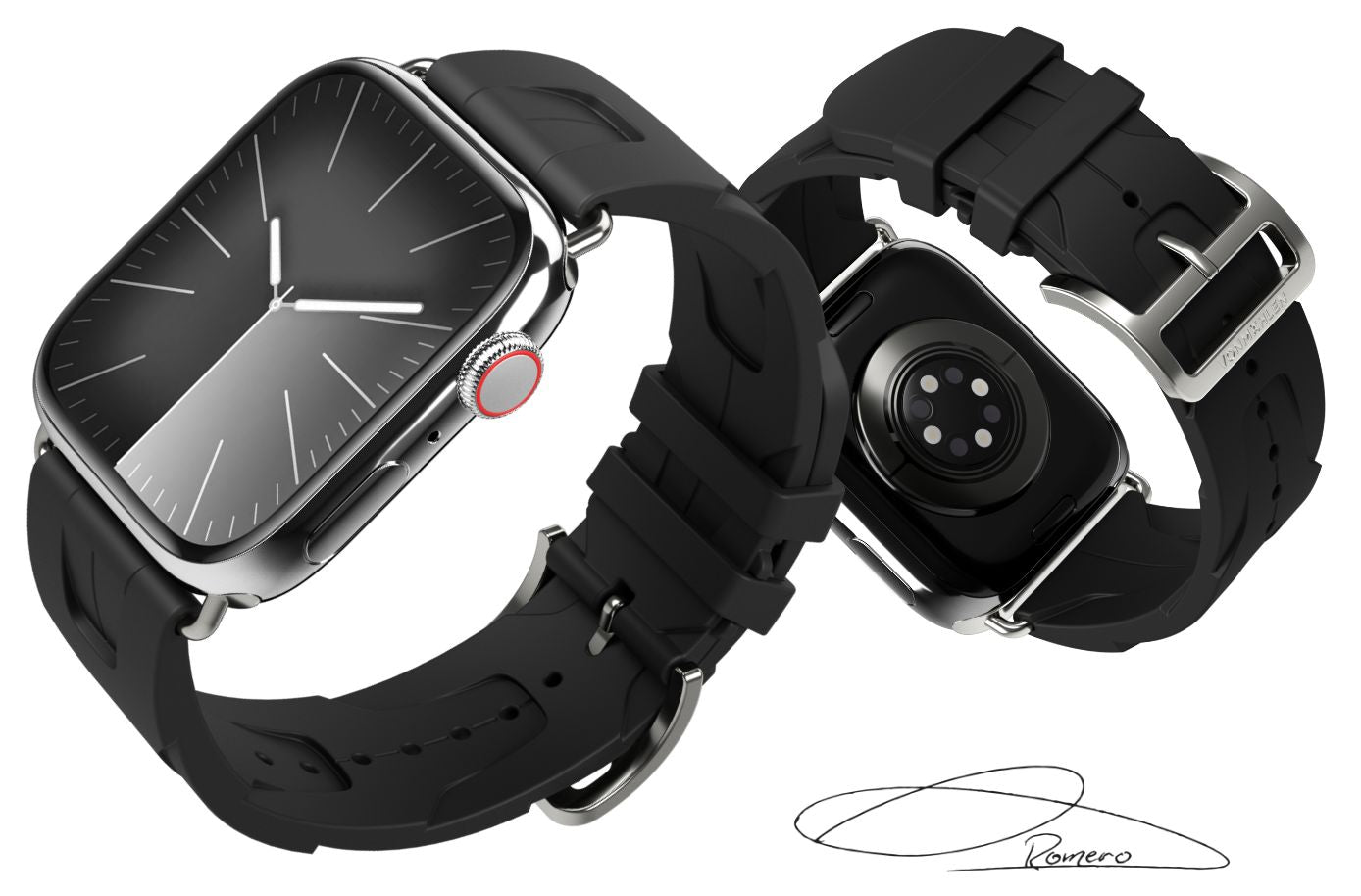 Vonmählen A. R. Exclusive Band – Silikon-Band, Schwarz, für Apple Watch 40/41/42 mm
