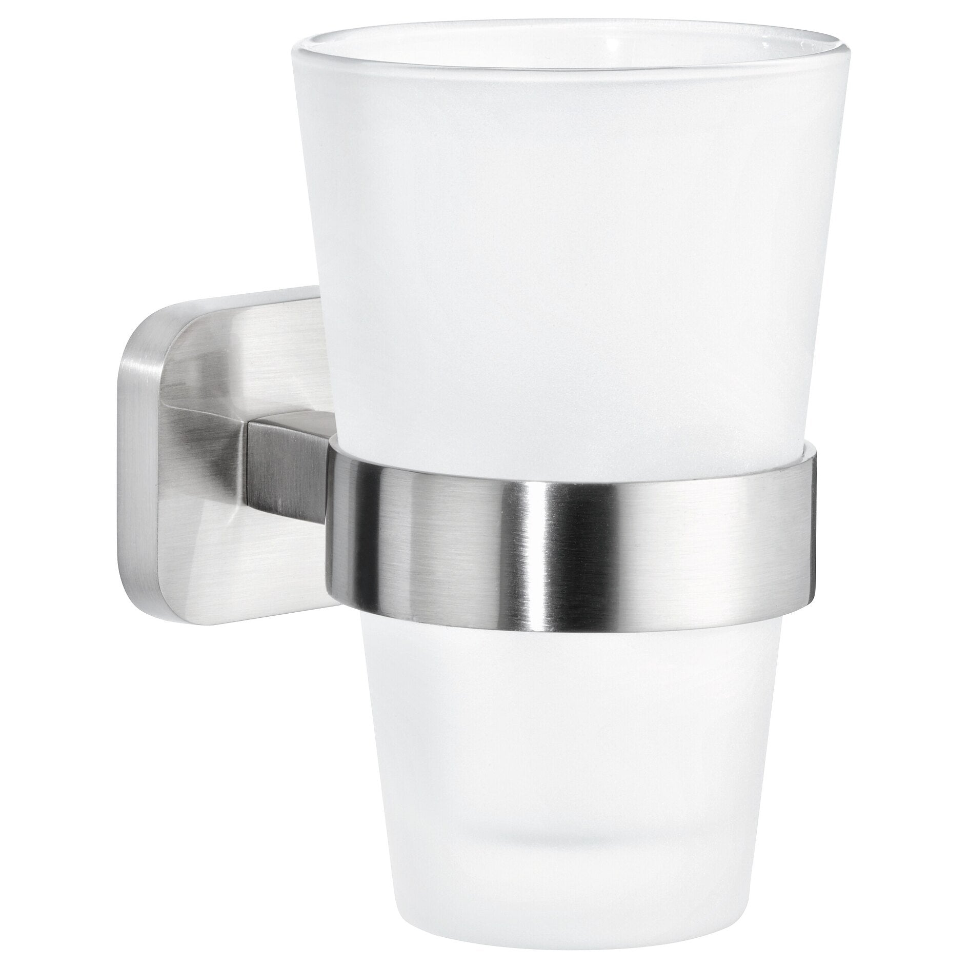 TESA Zahnbecher – Klebemontage – Ø 8 × 12 cm – Silber – Glas/Edelstahl