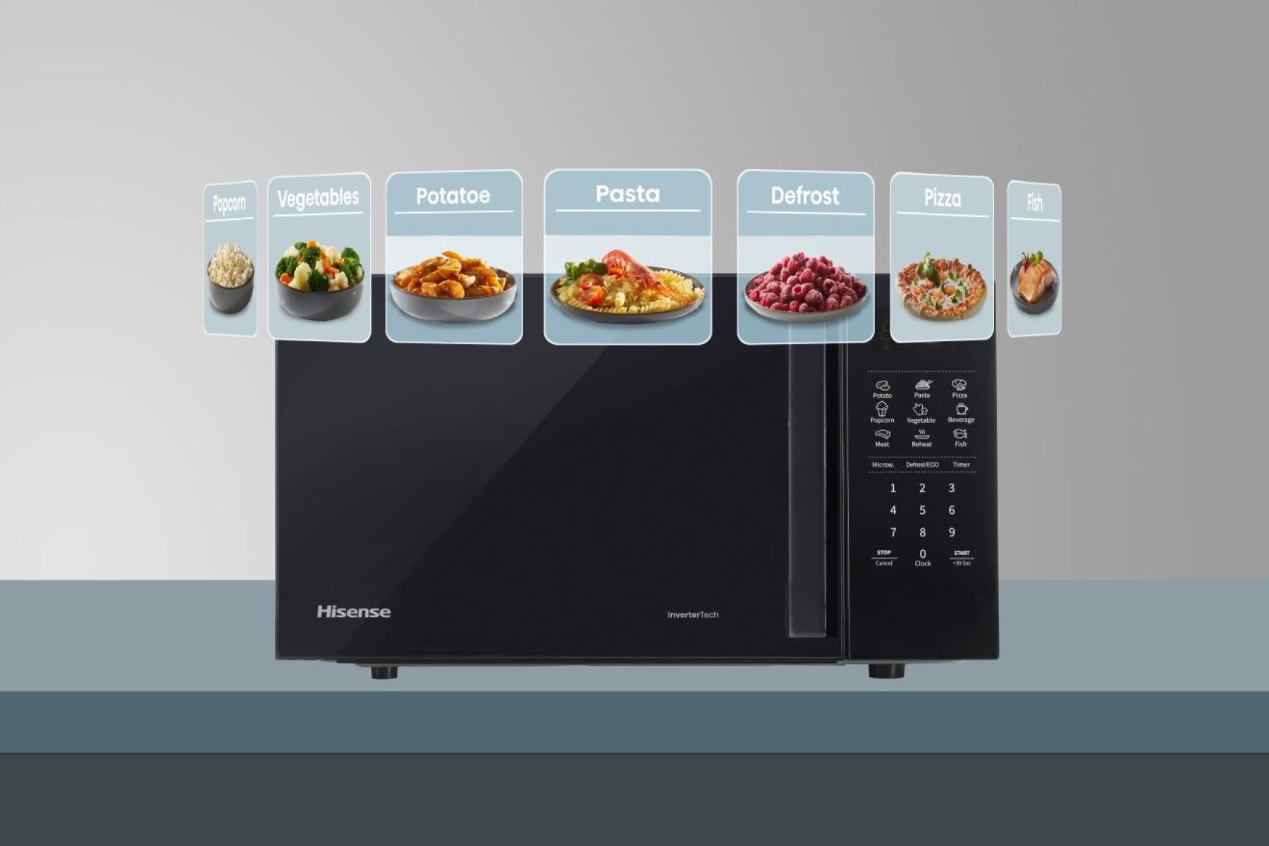 Hisense Solo-Mikrowelle H20MOBS4HI – 20 l, Inverter & Keramikboden, 700 W – schwarz