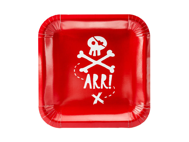 PartyDeco Teller, Papier/Karton, quadratisch – 20 × 20 cm, rot – 6 Stk.