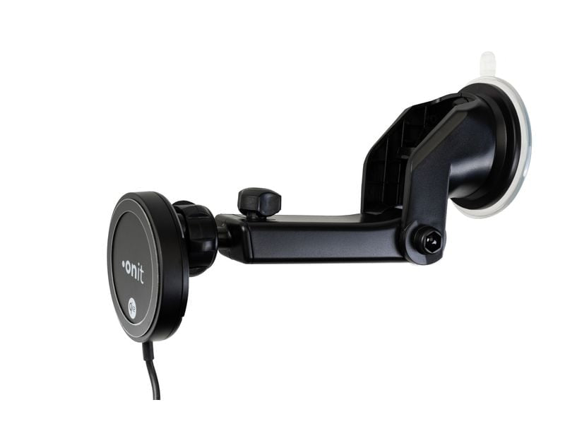 ONIT F02127 Kabelloses Ladegerät 15 W – Qi2, magnetisch – Saugnapfhalter, USB-C – für Smartphones – schwarz