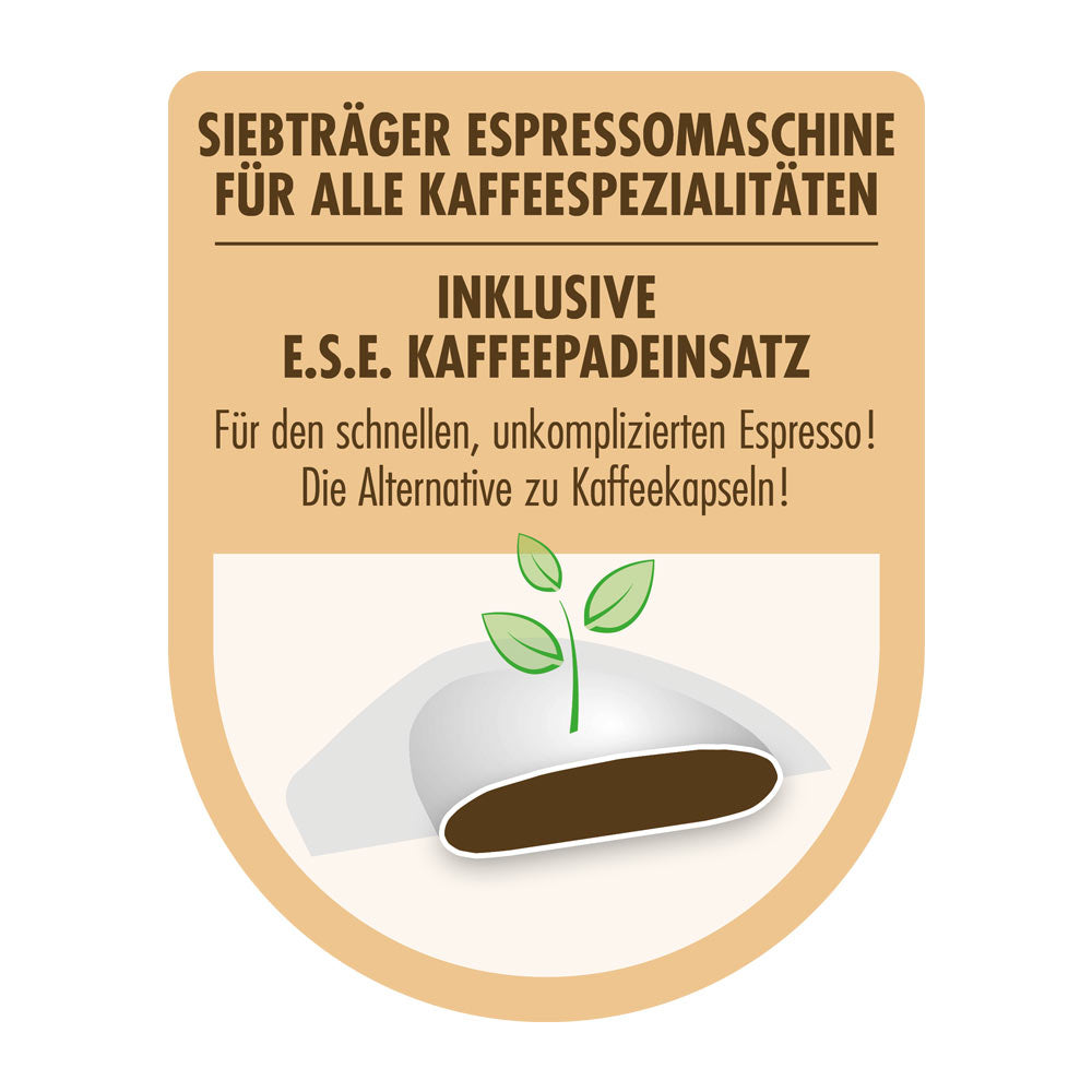 Gastroback Design Piccolo Pro Espressomaschine (Siebträger) – für E.S.E., 15 bar, 1,3 l, Milchschaumdüse