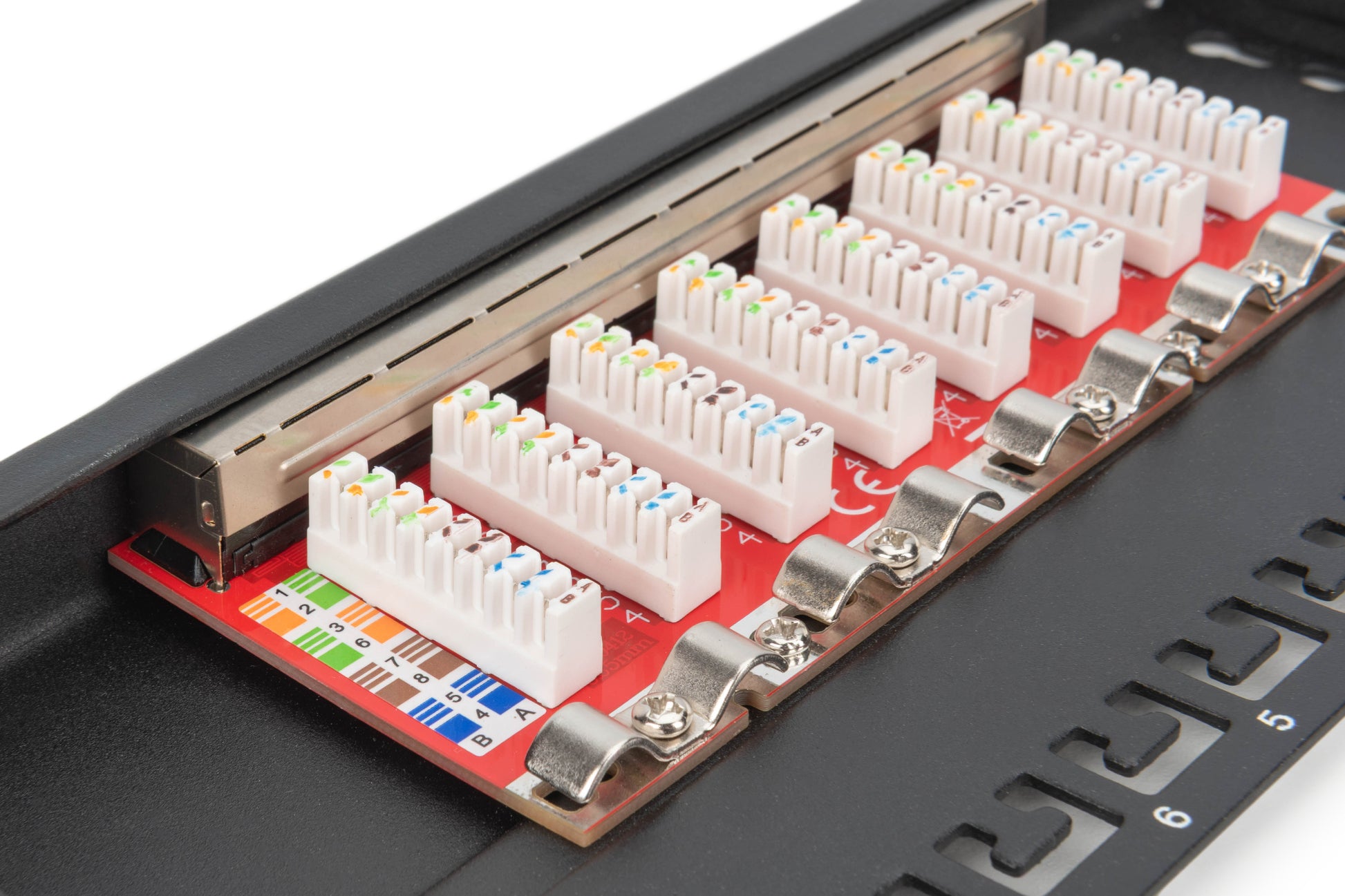 Digitus CAT 6A Slim Patchpanel – 8× RJ‑45, 10GBase‑T, Cat6a, 10", 1U, Schwarz
