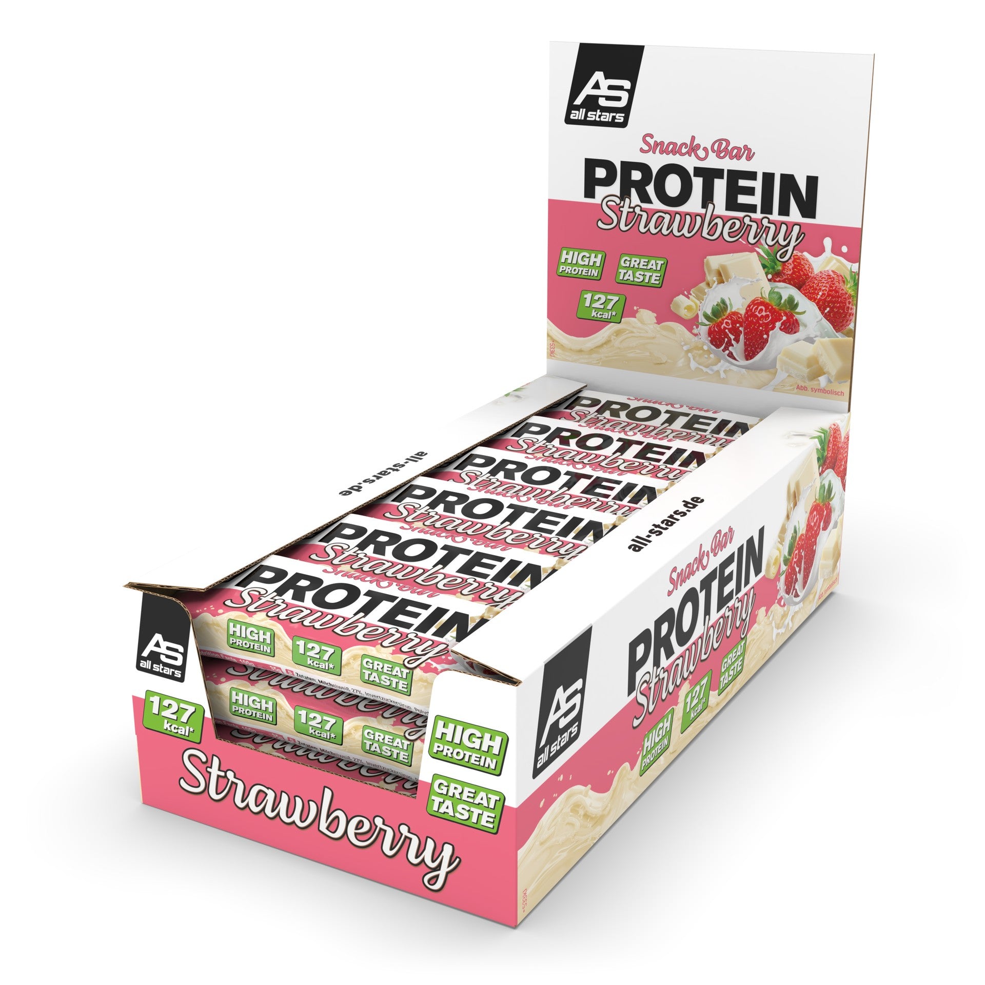 ALL STARS Fitness Products All Stars Protein-Riegel – Erdbeere – 18 × 35 g