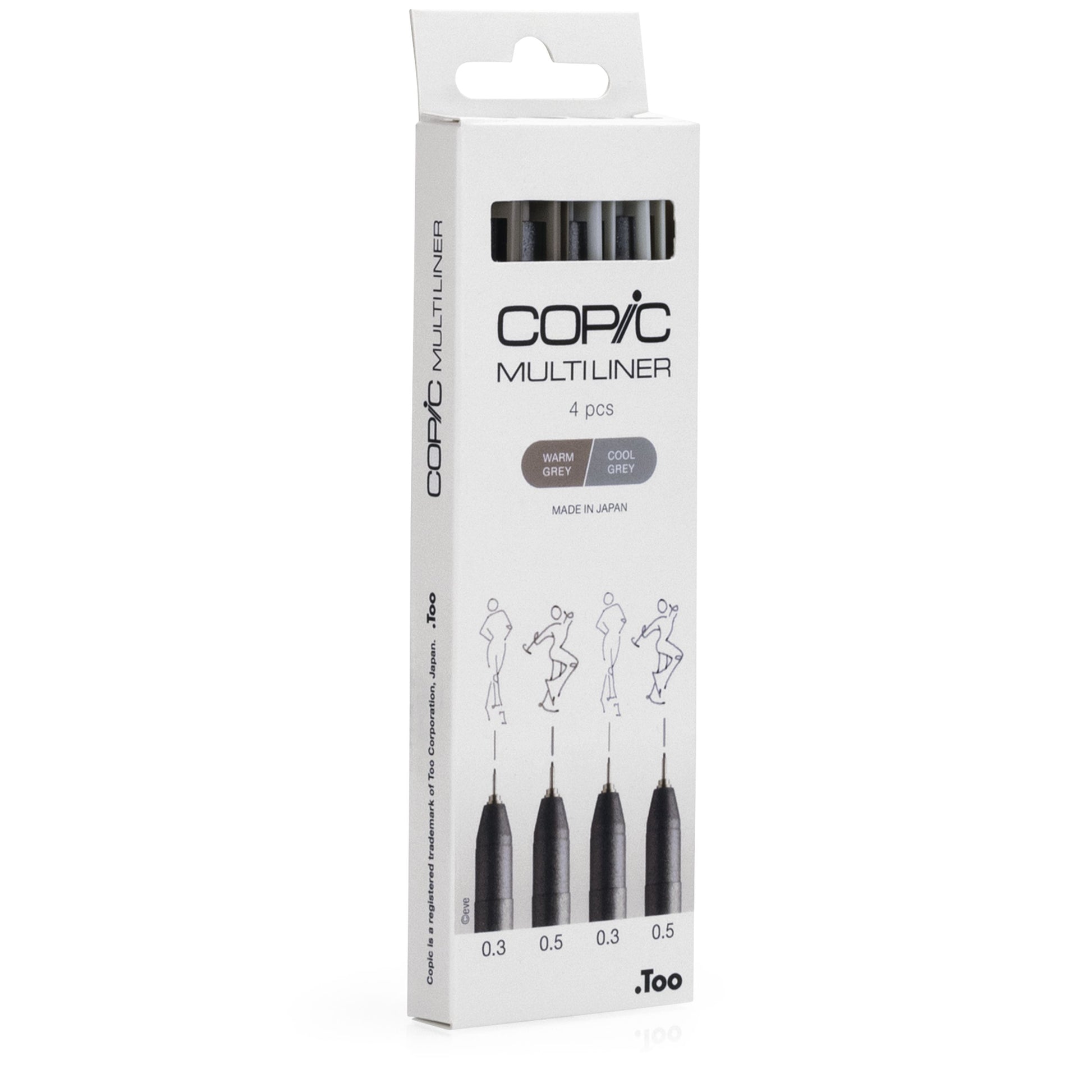 Copic Multiliner Fineliner Set – 4 Stk., 0,3–0,5 mm, 2 Farben, wasserfest