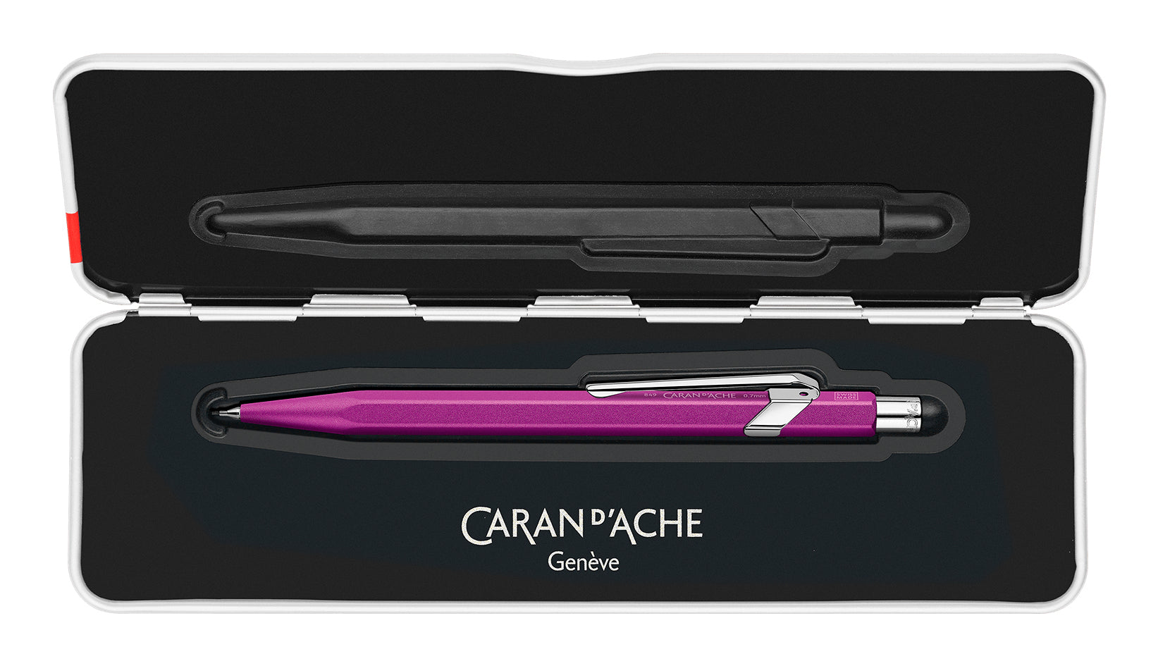 Caran d-Ache 849 Colormat-X Druckbleistift – 0,7 mm – Aluminium – Blau – mit Radierer