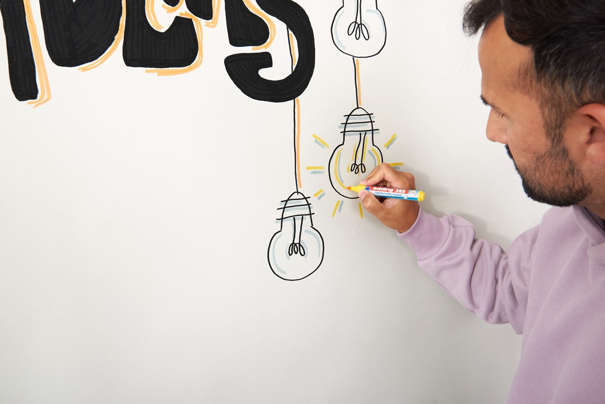 Edding Flipchart-Marker Effektmarker 385 – Kalligrafiespitze 1-5 mm – sortiert – 4er-Set – nachfüllbar