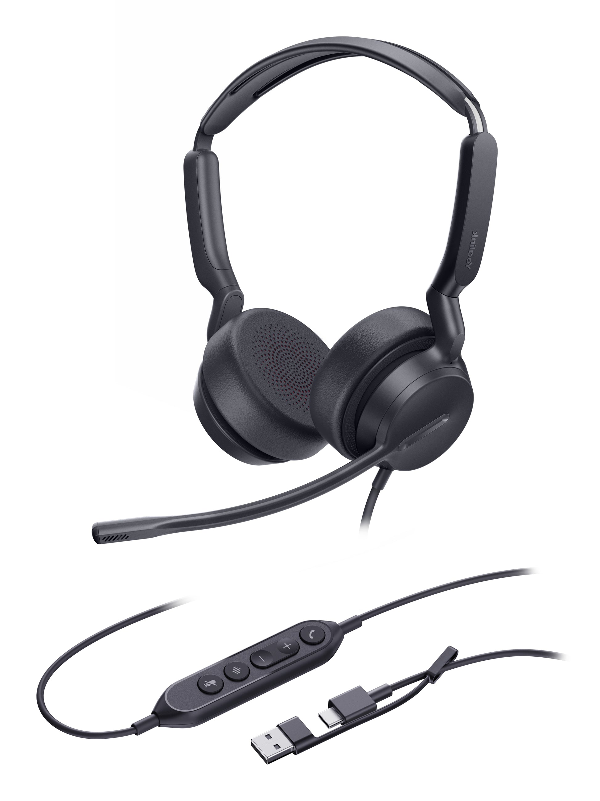 Yealink UH42 Dual UC USB-C/A – Duo Headset – USB-C/USB-A, mit Boom-Mikrofon, Geräuschunterdrückung – schwarz