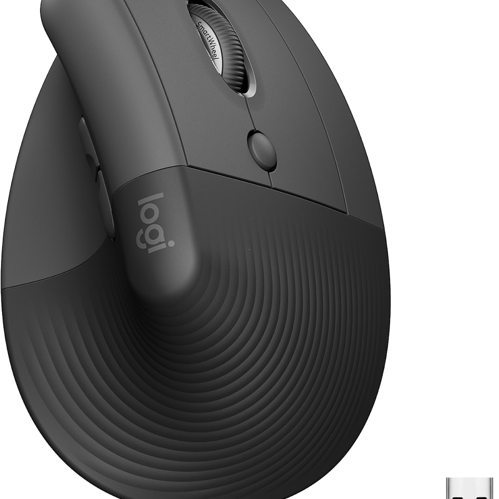 Logitech Lift Right Ergonomische Maus – für Rechtshänder, vertikal, Graphit/Schwarz