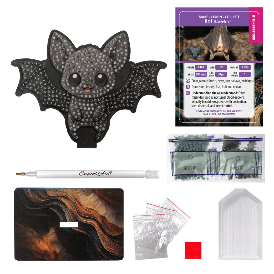 CRAFT Buddy Diamond Painting Set – Fledermaus – 11 cm – PVC, Schwarz – ab 6 Jahren