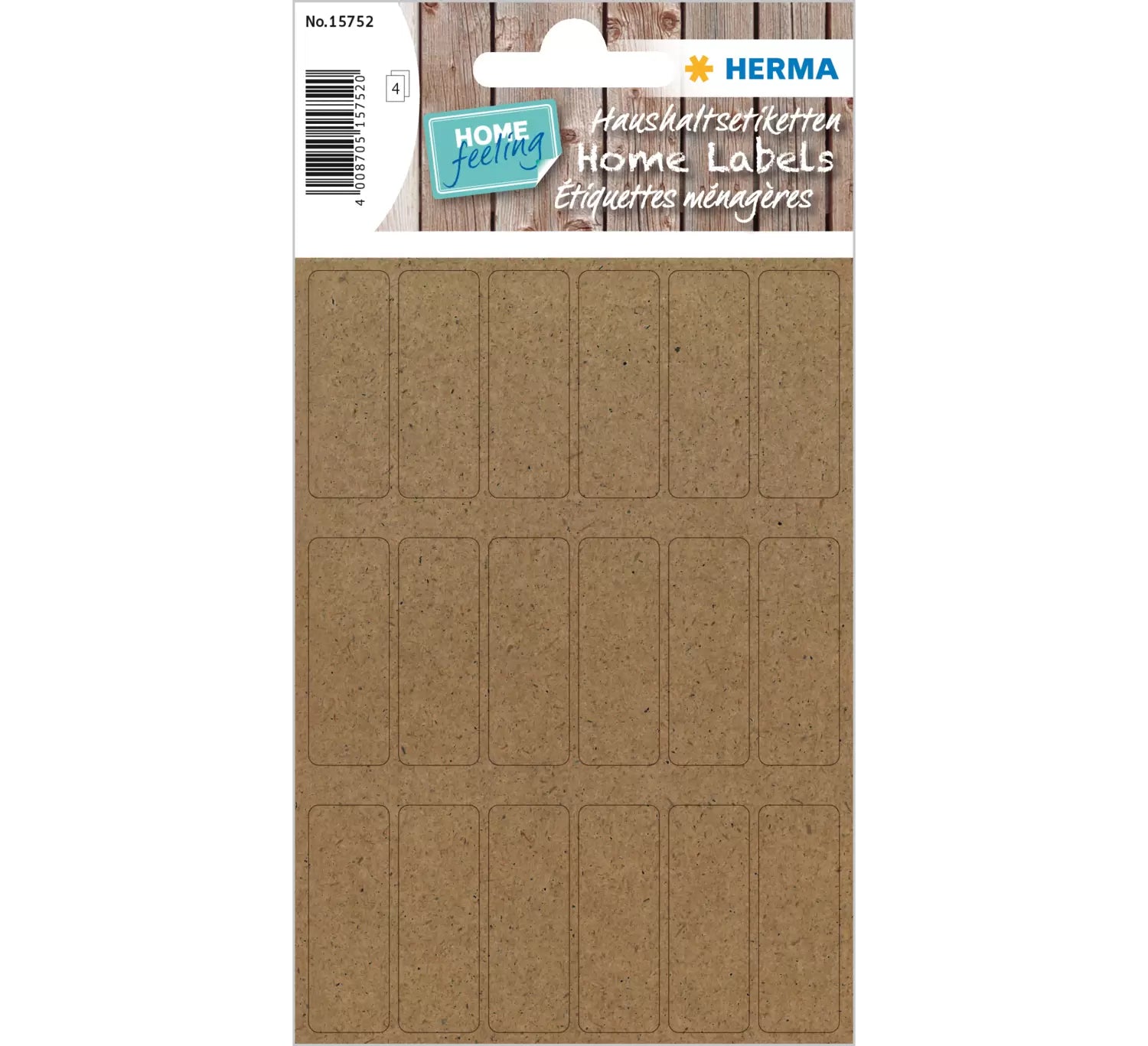 HERMA Haftetiketten – rechteckig 12 × 34 mm, permanent, braun, Papier, 4 Blatt (72 Stk.)