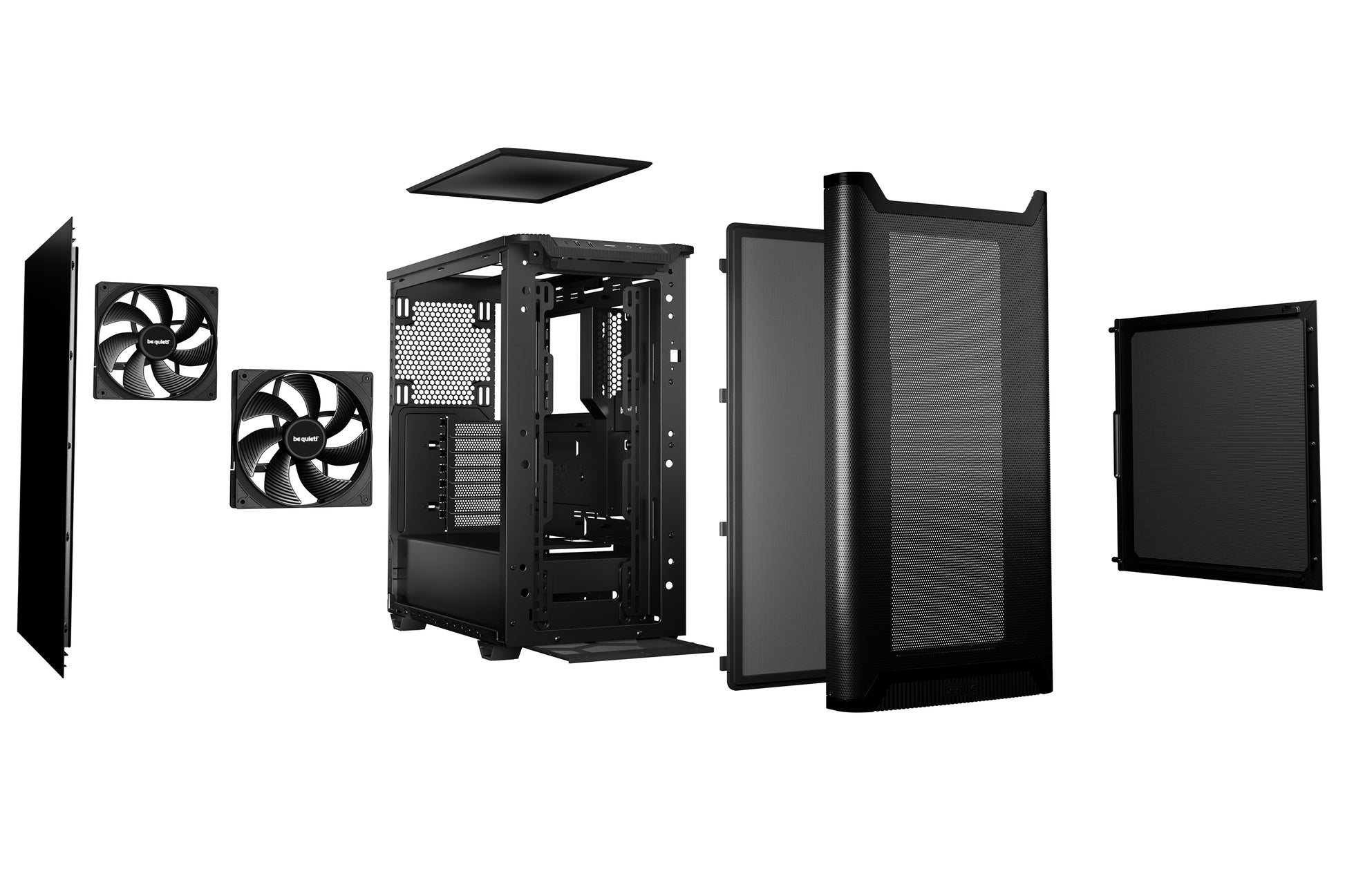 be quiet! be quiet PURE BASE 501 – Midi-Tower, Schwarz, ATX/mATX/Mini-ITX, 2×3,5", 5×2,5", CPU-Kühler 17,8 cm