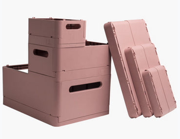 Exacompta Skandi Aufbewahrungsbox A4+ – klappbar, stapelbar, 375 × 40 × 275 mm, altrosa, Kunststoff (recycelt)