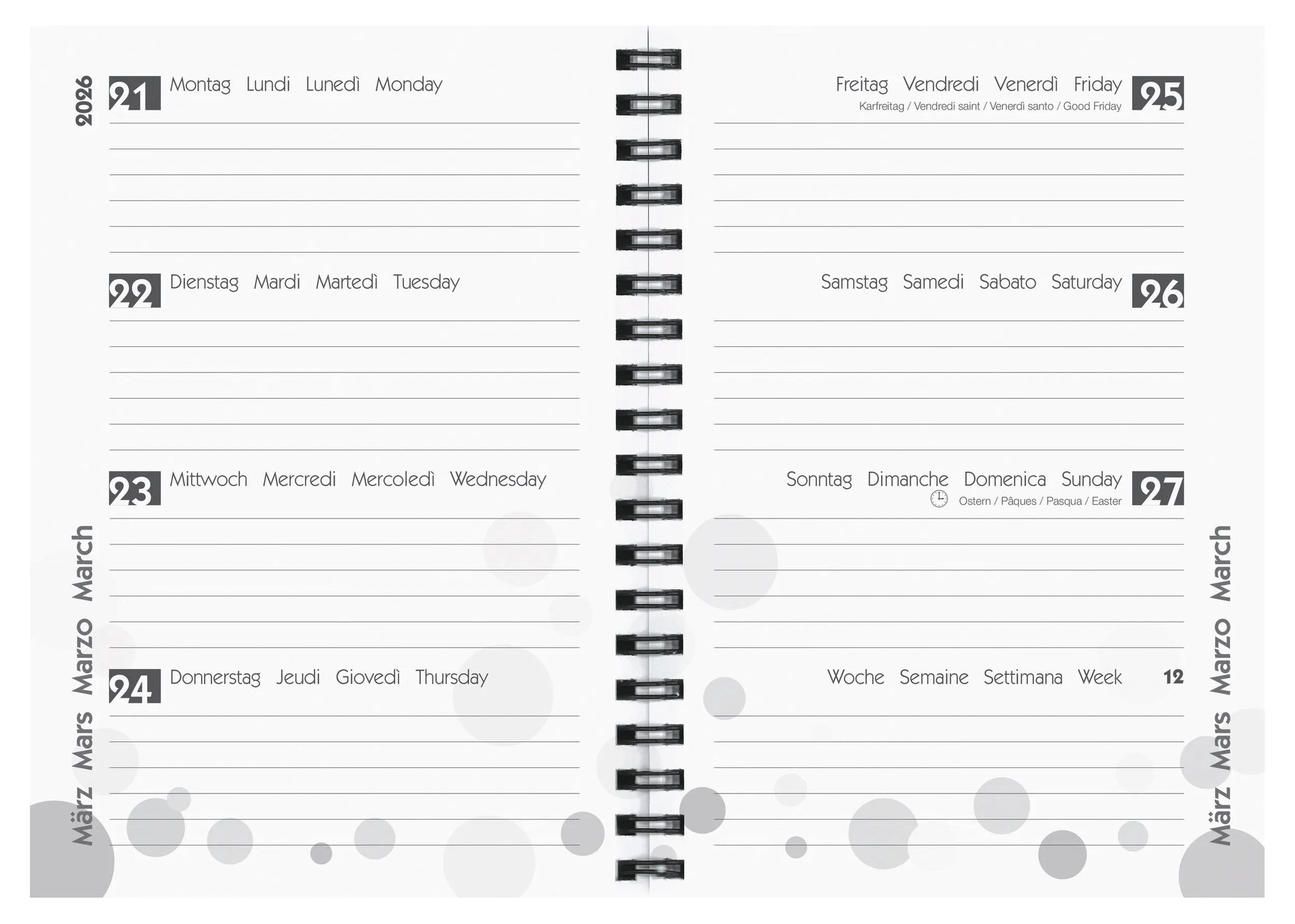 Biella mydiary Schüleragenda – 1 Woche/2 Seiten, Spiralbindung, 12 × 16,5 cm, Aug–Jul, Style, FSC