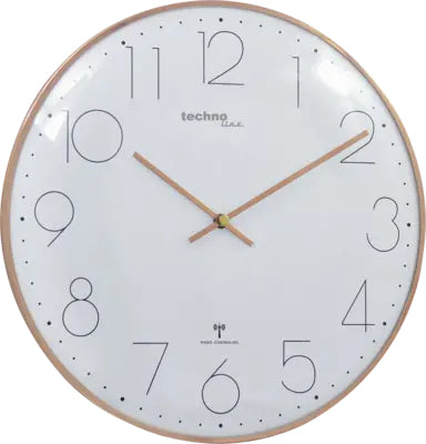 Technoline Wanduhr – Funk, analog, Ø 40 cm, Roségold, Kunststoff
