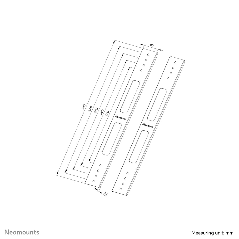 Neomounts AWL-250BL16 VESA-Erweiterungsset – 400×600–1600×600 mm, bis 75 kg – Schwarz