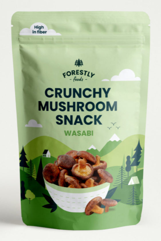 Forestly Foods Knusprige Pilzchips – Wasabi, vegan, glutenfrei – 50 g