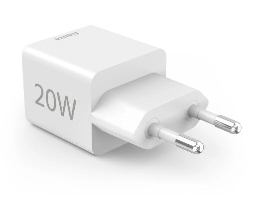 Hama 00201991 USB-Ladegerät 20 W – USB-C×1, USB-A×1 – PD, QC 3.0 – für Kopfhörer, Powerbank u. a. – Weiss