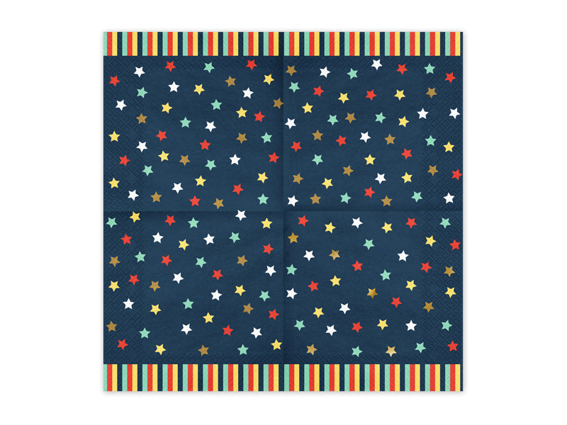 PartyDeco Servietten Stern Dunkelblau – 33 × 33 cm, 3-lagig – 12 Stück