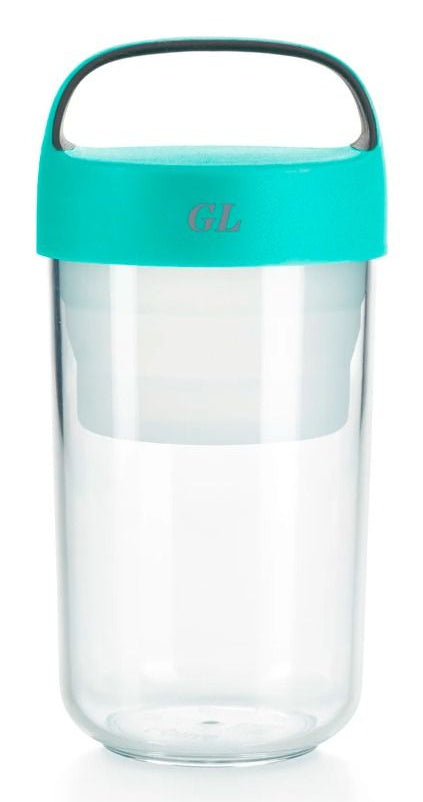 Lékué Lunchbecher – 600 ml, 9,2 × 9,2 × 18,8 cm, Kunststoff (Tritan), Türkis, mikrowellengeeignet