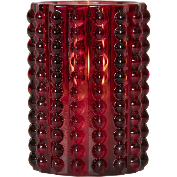 Star Trading LED-Teelicht Dotty – Ø 9 × 12,5 cm, 0,02 W, warmweiss, rot, batteriebetrieben, Timer 6 h/18 h