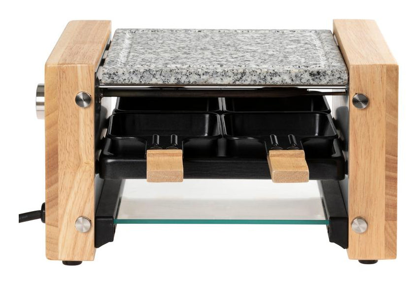Furber. Furber Raclette-Grill Festa – 4 Personen, Steinplatte, 650 W – Schwarz/Marmor/Holz