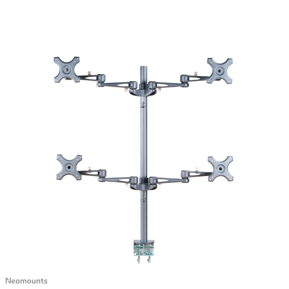 Neomounts Monitorarm, 4 Monitore, Tischklemme, bis 27", höhenverstellbar, Neigen/Schwenken, Drehen, Silber