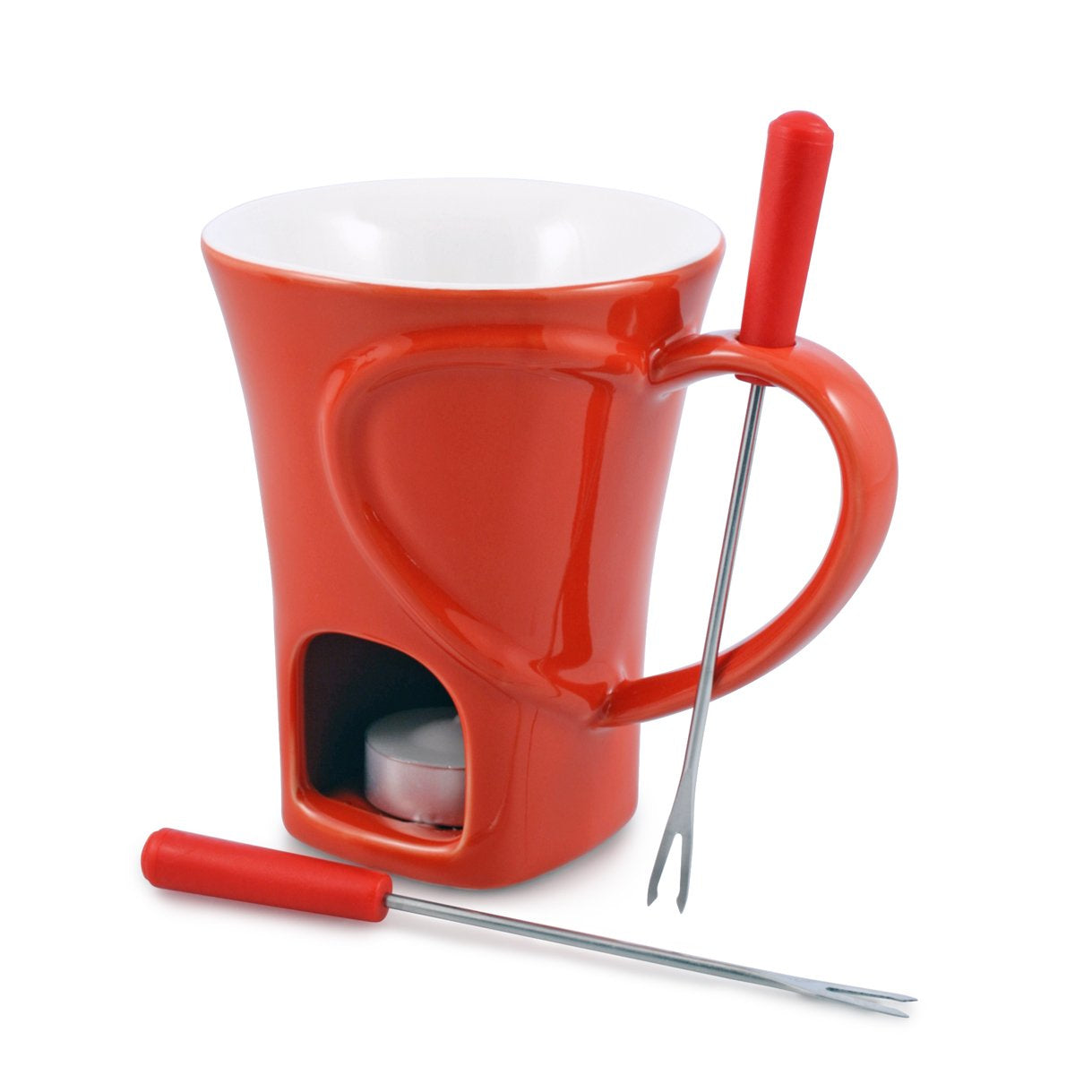 Swissmar Fondue-Set Sweetheart – Keramik, 2 Personen, Teelicht – Rot