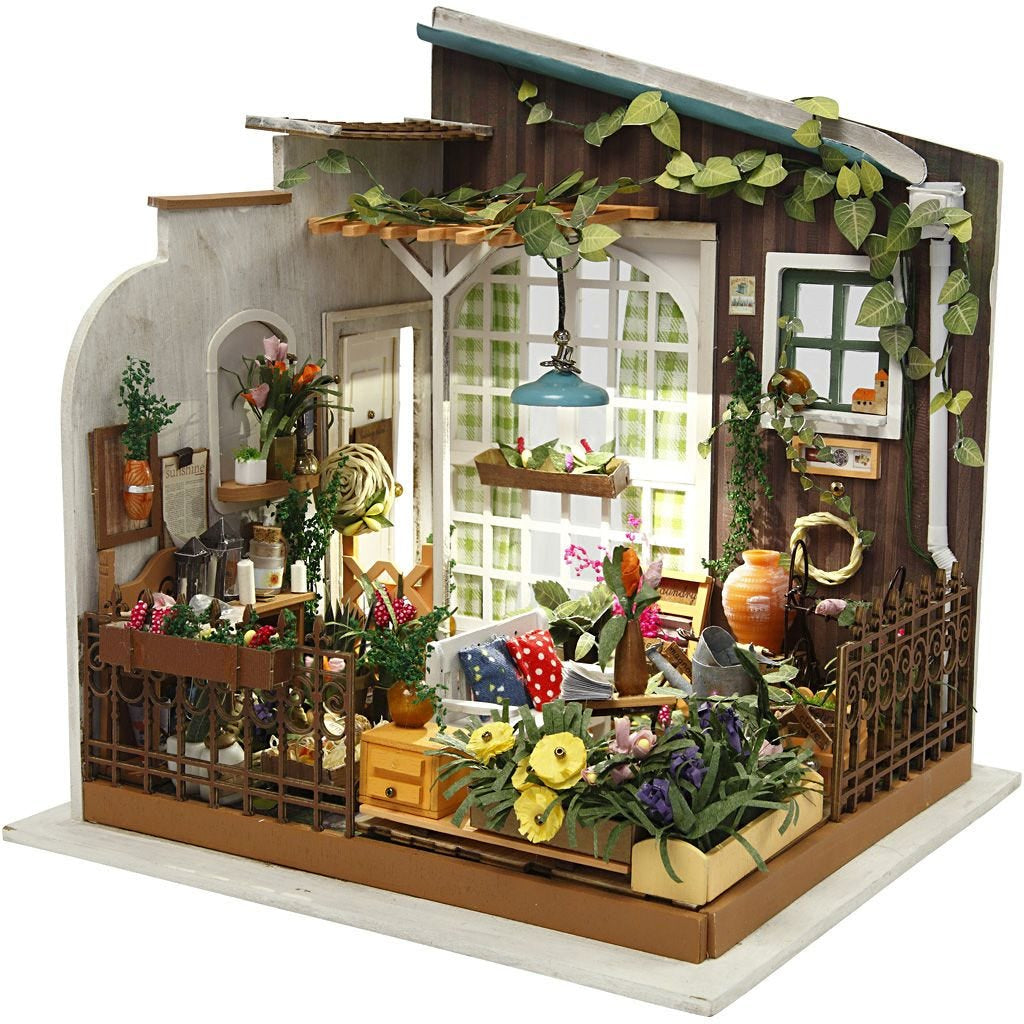 Creativ Company Miniaturweltset – Bastelset – Garten – 19,5 × 21 cm – Holz, mehrfarbig
